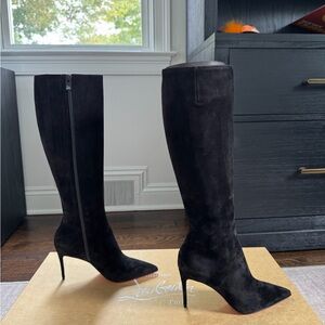 Christian Louboutin Black Suede Heeled Boots